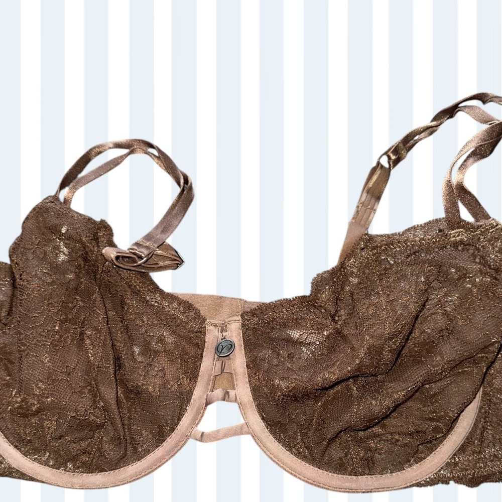 NWT 38DD Parisa Marseilles UW Balconette Bra Chocolate Brown Lace Stunning